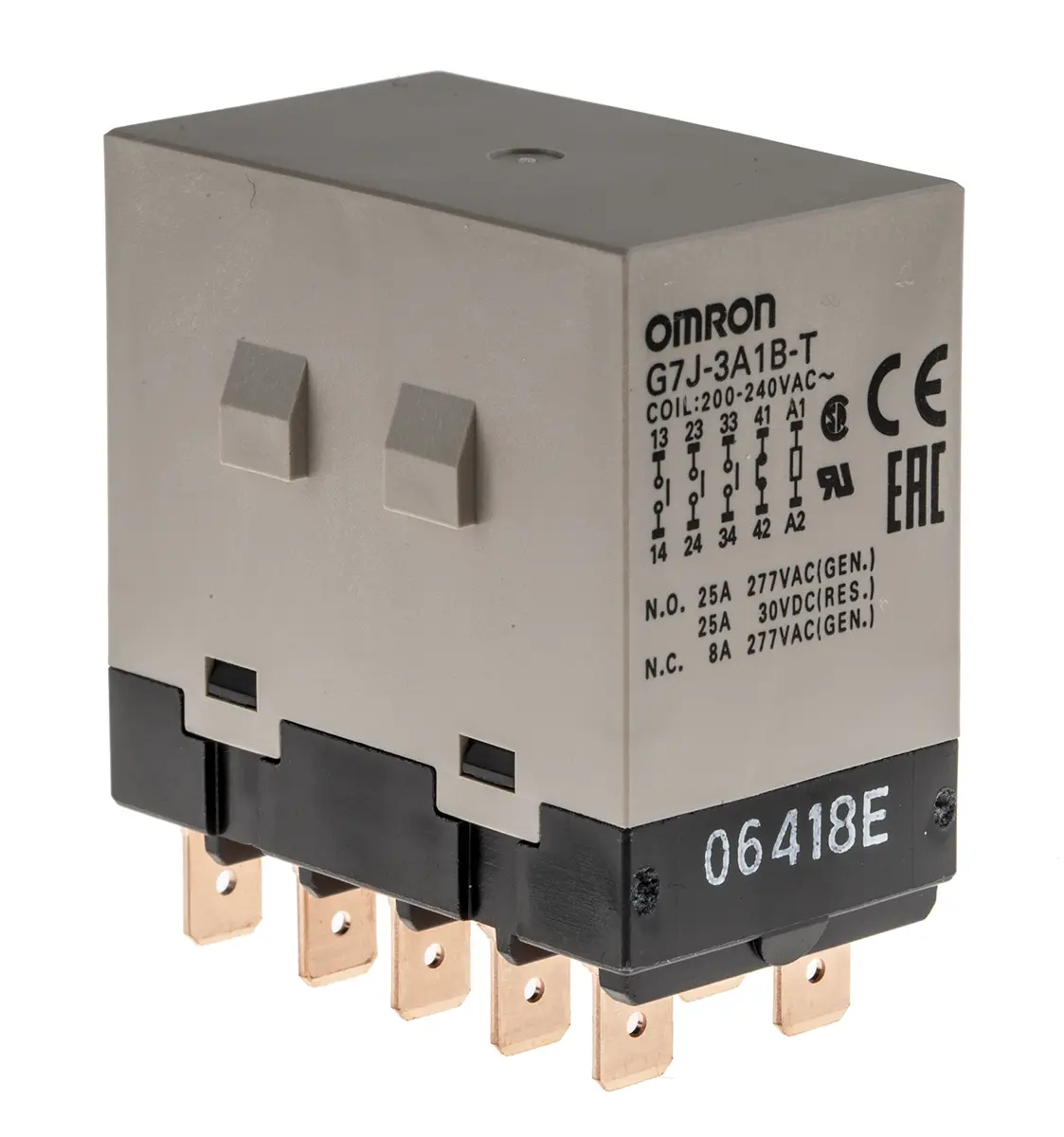 Produktfoto 1 von Omron G7J Leistungsrelais 200V ac Spule Dreipoliger Umschalter 2A 100 mΩ 2 W