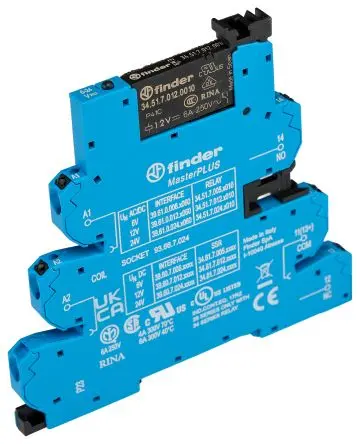 Produktfoto 1 von Finder 39 Interface Relais 12V ac/dc, 1-poliger Umschalter DIN-Hutschiene 15mA