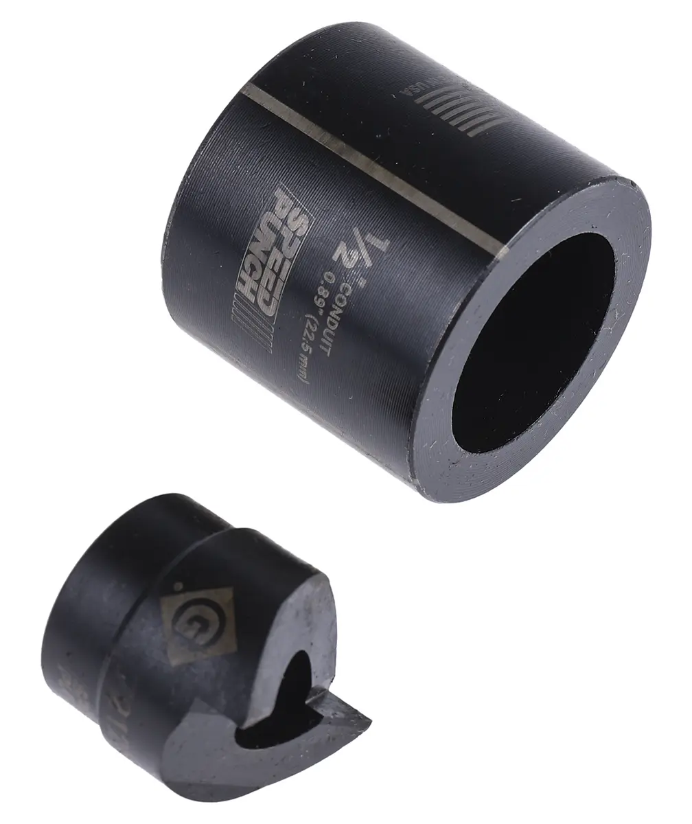 Produktfoto 1 von Greenlee Stempel- und Matrizensatz für Lochstanzen in Weichstahl, Kunststoff, Aluminium, 1, 22.5 mm, Hydraulisch