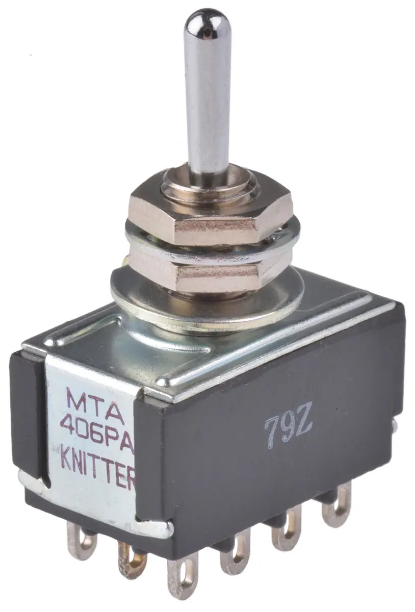 Produktfoto 1 von KNITTER-SWITCH Panel Kippschalter 4-poliger Schließer, Ein-Ein-Ein, 250 V ac, 4A, Lot