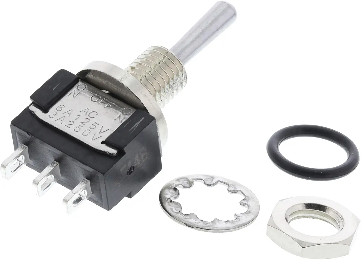 Produktfoto 1 von KNITTER-SWITCH Panel Kippschalter 1-poliger Umschalter, Ein-Aus-Ein, 250 V ac, 4A, IP67, Lot
