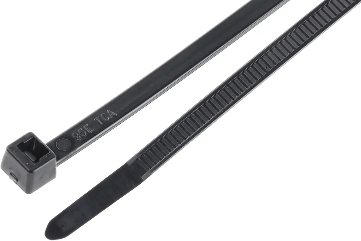 Produktfoto 1 von HellermannTyton T50R Nylon 6.6 Kabelbinder Innen gezackt Schwarz 4.6 mm x 200 mm