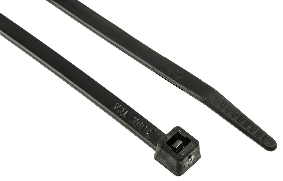 Produktfoto 1 von HellermannTyton T50M Nylon 6.6 Kabelbinder Innen gezackt Schwarz 4.6 mm x 245 mm