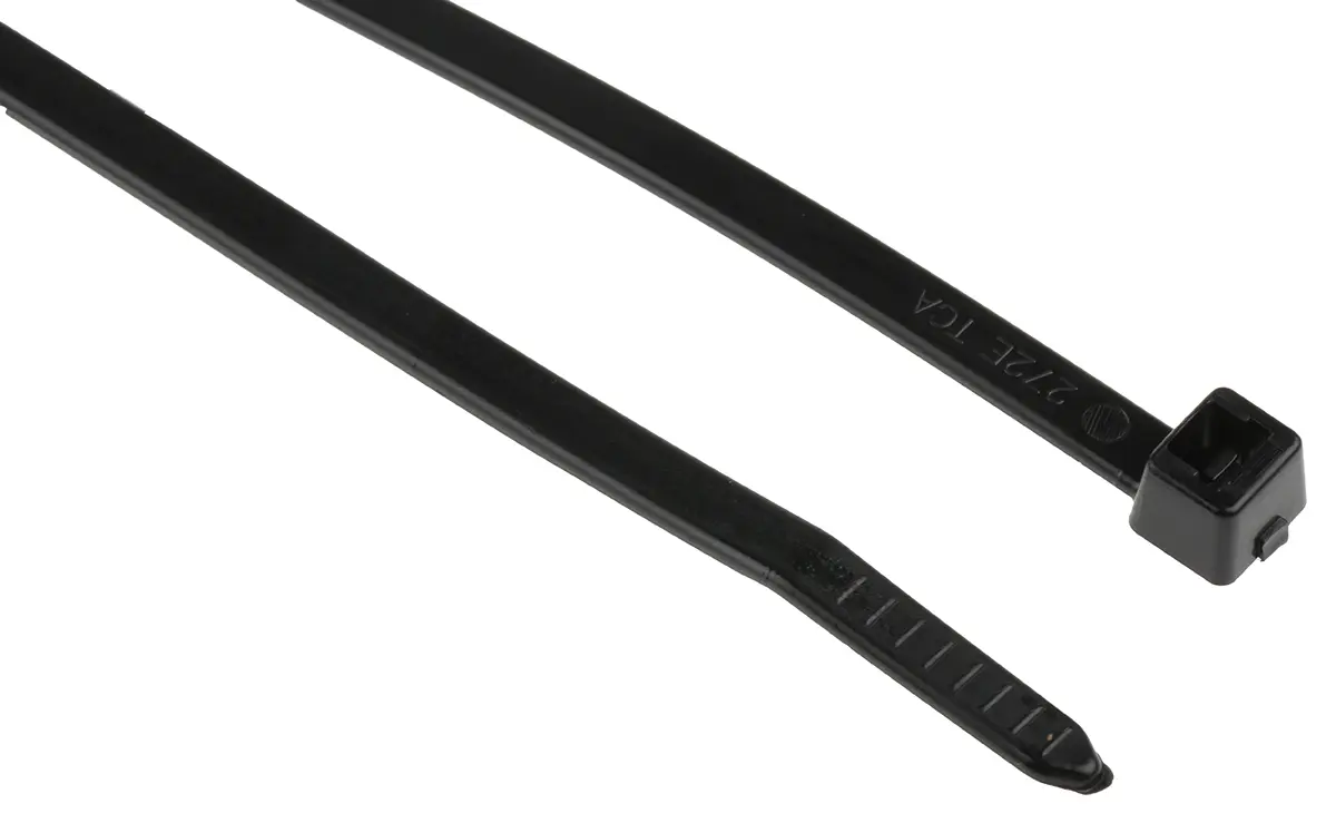 Produktfoto 1 von HellermannTyton T50R Nylon 6.6 Kabelbinder Innen gezackt Schwarz 4.6 mm x 200 mm