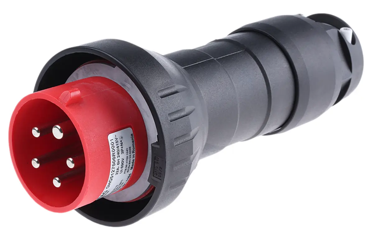 Produktfoto 1 von Eaton GHG Stromversorgungssteckverbinder in robuster Ausführung Schwarz 3P+N+PE, 415V, Kabel Gerade IP54, IP66 32A