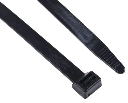 Produktfoto 1 von RS PRO Nylon 6.6 Kabelbinder Flammhemmend Schwarz 12.7mm x 380 mm