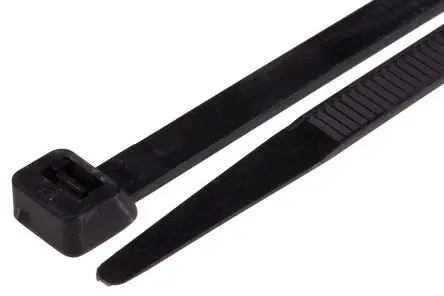 Produktfoto 1 von RS PRO Nylon 6.6 Kabelbinder Flammhemmend Schwarz 7.6mm x 380 mm