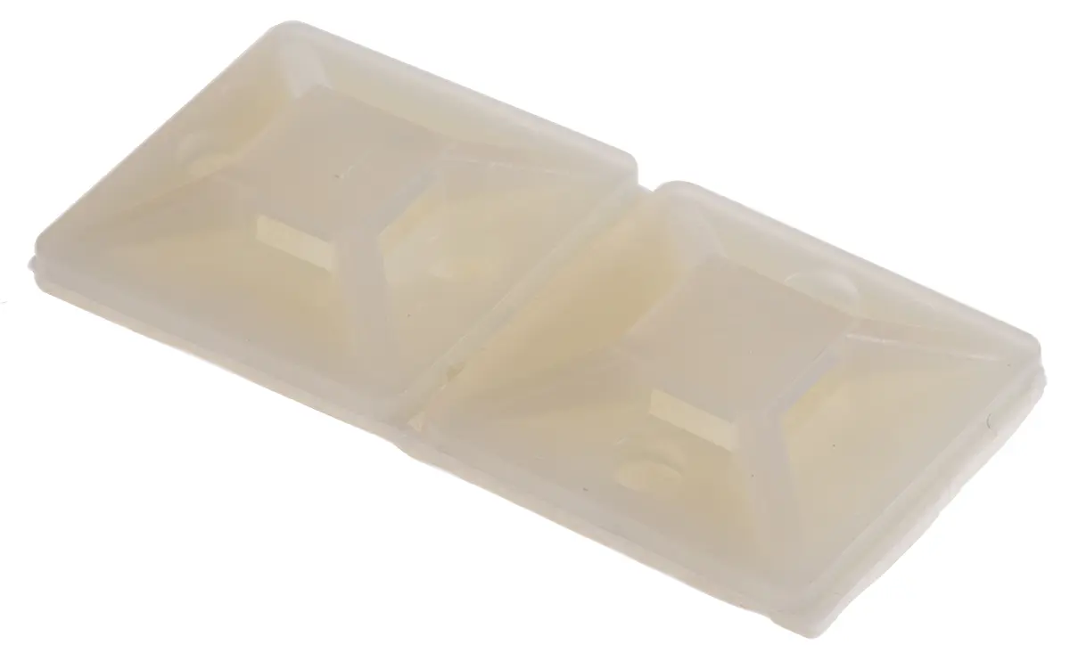 Produktfoto 1 von RS PRO Befestigungssockel selbstklebend, Nylon 66 19.5mm x 19,5 mm für 3.2mm → 4.6mm Kabelbinder, 2 Stück