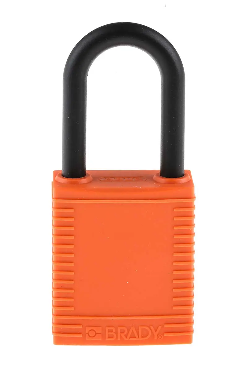 Produktfoto 1 von Brady Nylon Vorhängeschloss Schlüssel Wetterfest Orange, Bügel-Ø 6.35 mm x 38.1 mm 20.8 mm