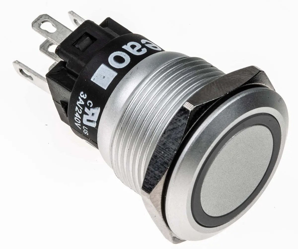 Produktfoto 1 von EAO 82 Druckschalter Grün Beleuchtet Tastend Panel Ø 19 mm, 1-poliger Umschalter / 1 A 24 V dc 250 V ac, IP40, IP65
