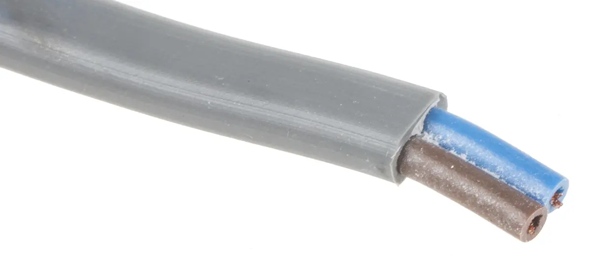 Produktfoto 1 von RS PRO H03VVH2-F Netzkabel, 2-adrig Grau /Ø 3.2 x 5.2 → 3.8 x 6.3 mm Außen-ø , 100 m 70 °C, 300 V,