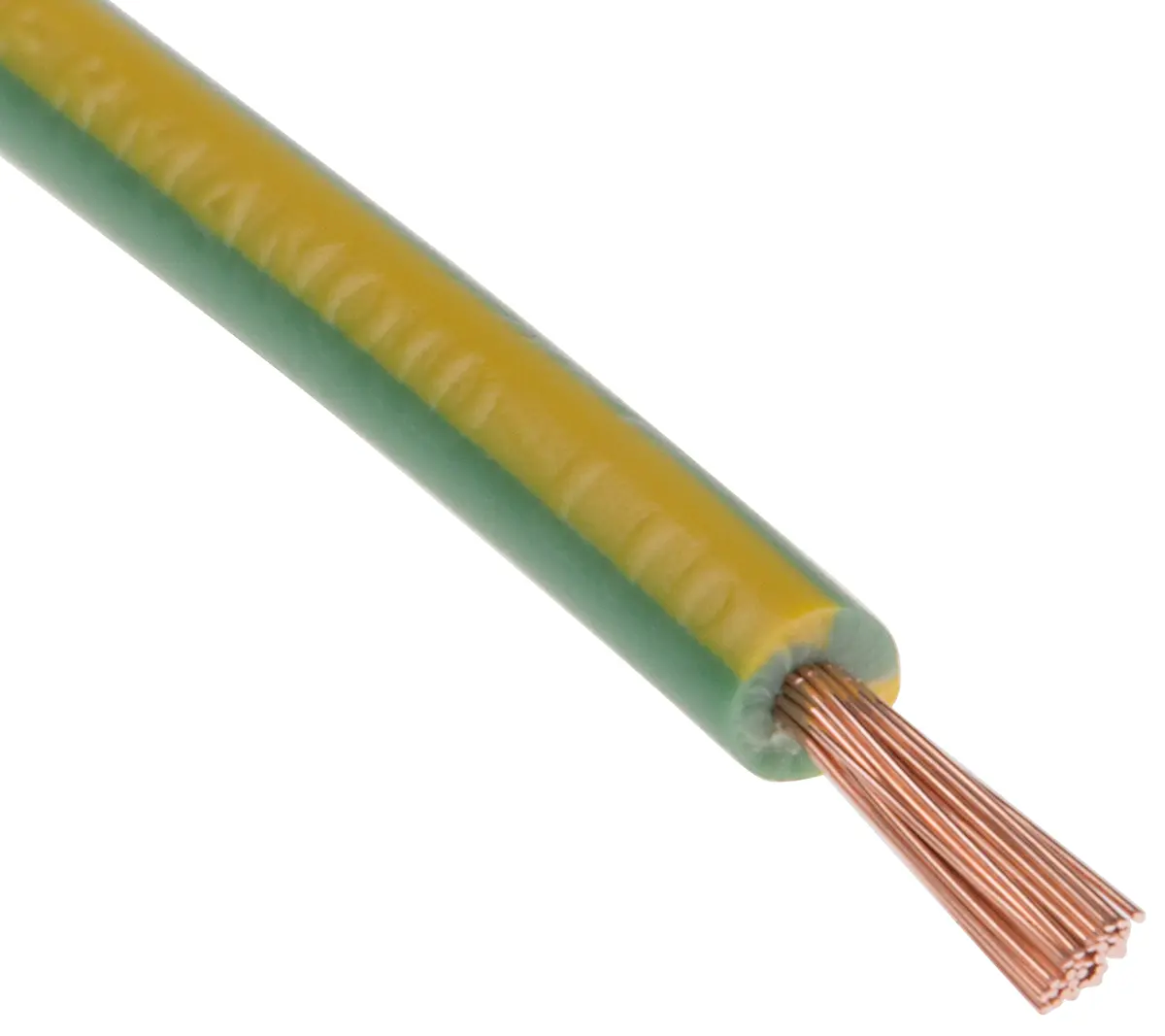 Produktfoto 1 von RS PRO Einzeladerleitung 1mm2, 18 AWG 100m Grün/Gelb PVC isoliert Ø 3.4mm 32/0.2 mm Litzen