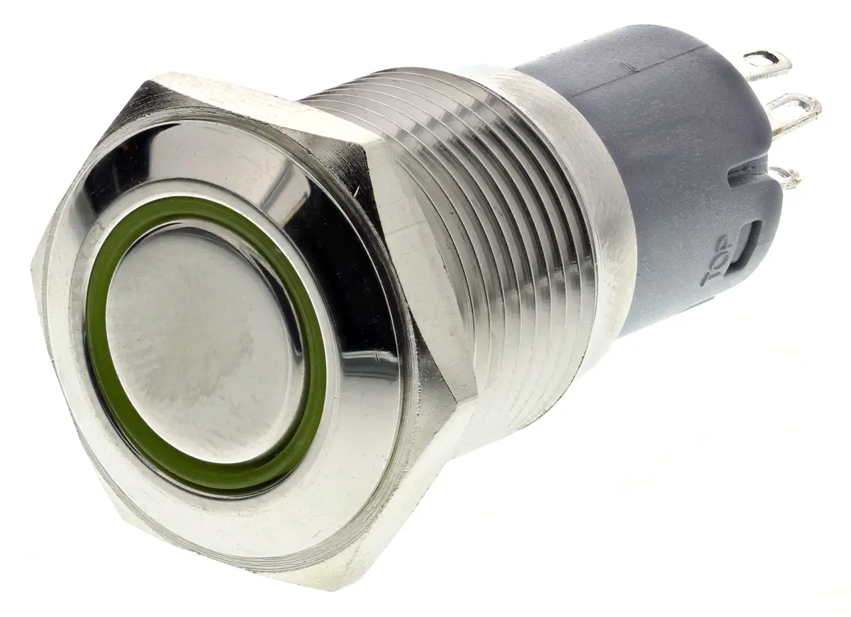Produktfoto 1 von RS PRO Druckschalter Gelb Beleuchtet Tastend Panel Ø 16 mm, 1-poliger Umschalter / 3A 250 V ac, IP65, IP67