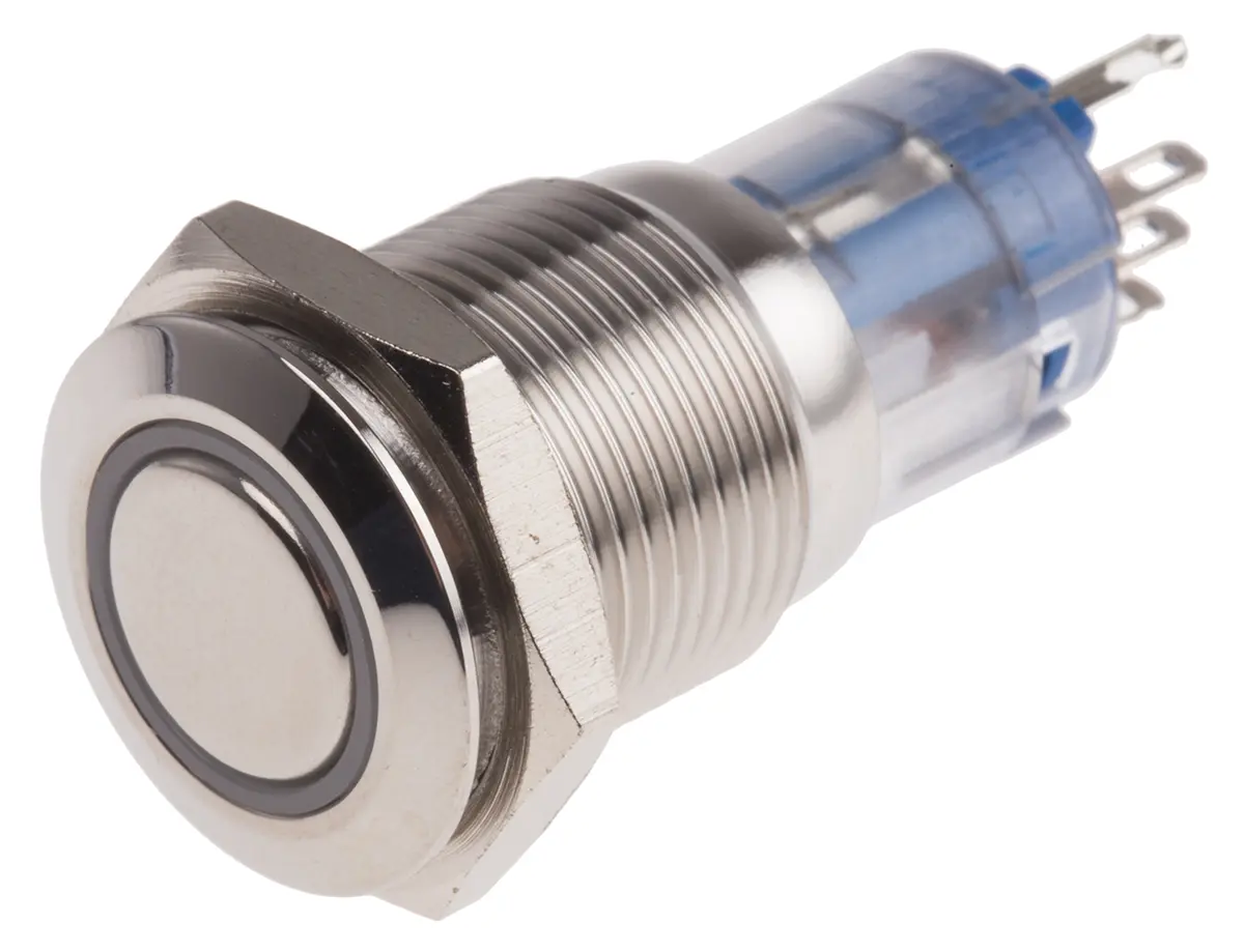 Produktfoto 1 von RS PRO Druckschalter Weiß Beleuchtet Tastend Panel Ø 16 mm, 1-poliger Umschalter / 3 A 250 V ac, IP65, IP40