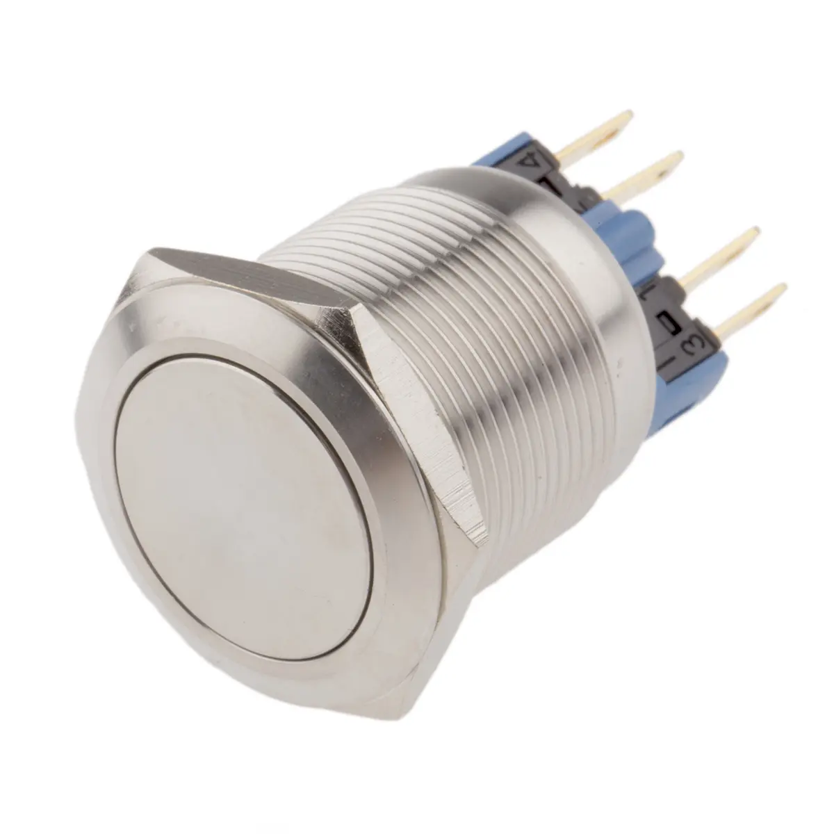 Produktfoto 1 von RS PRO Druckschalter Silber Rastend Panel Ø 22 mm, 1-poliger Umschalter / 5 A 250 V ac, IP40, IP65