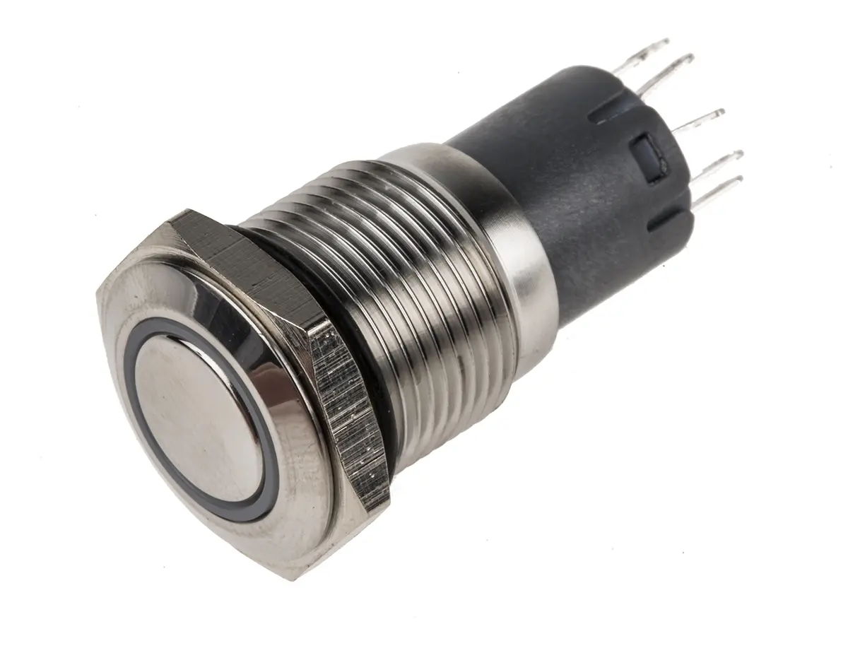 Produktfoto 1 von RS PRO Druckschalter Weiß Beleuchtet Rastend Panel Ø 16 mm, 1-poliger Umschalter / 3A 250 V ac, IP65, IP67