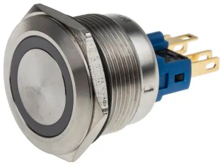 Produktfoto 1 von RS PRO Druckschalter Weiß Beleuchtet Tastend Panel Ø 22 mm, 1-poliger Umschalter / 5A 250 V ac, IP65, IP67