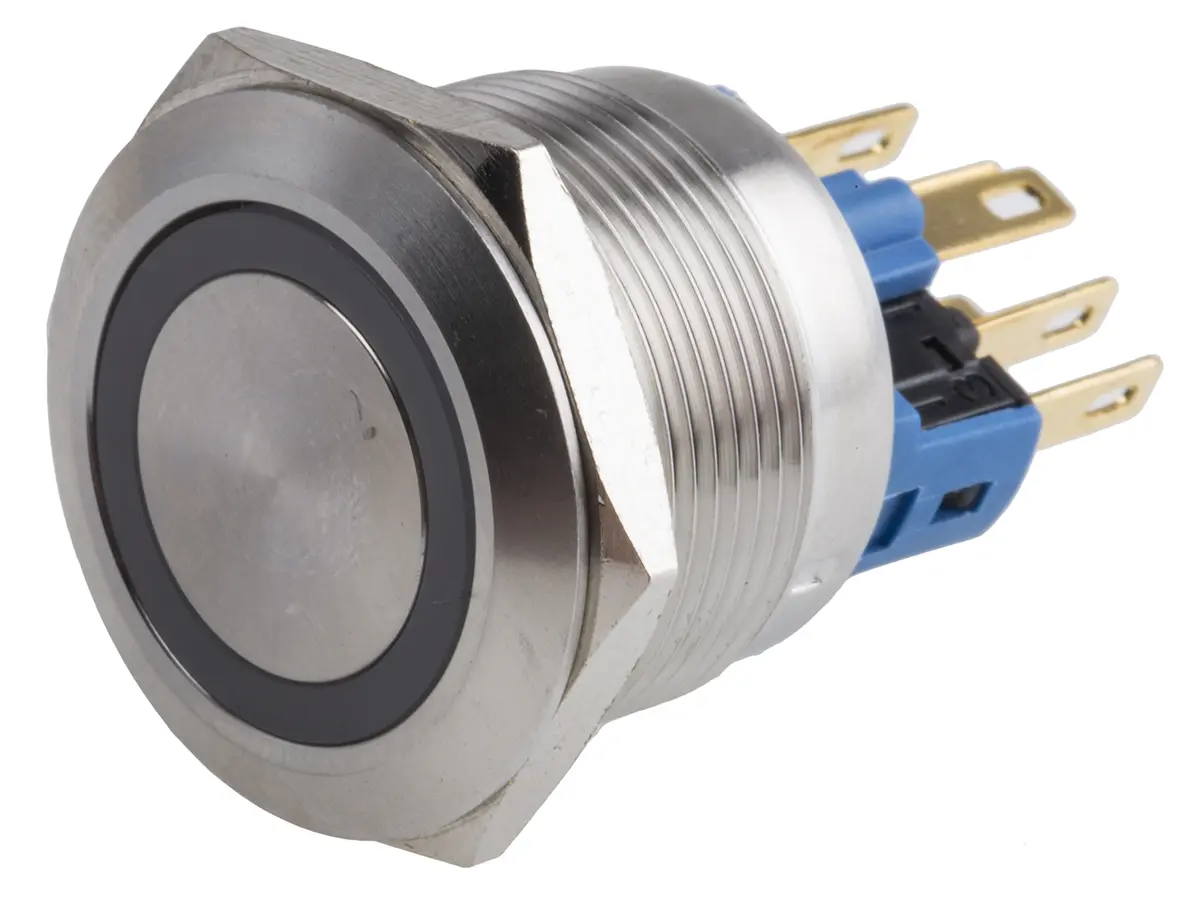 Produktfoto 1 von RS PRO Druckschalter Gelb Beleuchtet Tastend Panel Ø 22 mm, 1-poliger Umschalter / 5A 250 V ac, IP65, IP67
