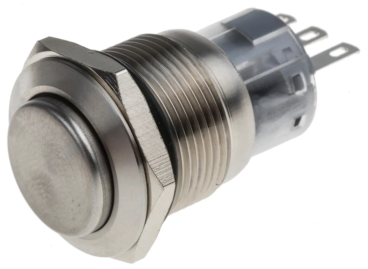 Produktfoto 1 von RS PRO Druckschalter Weiß Tastend Panel Ø 19 mm, 1-poliger Umschalter / 5A 250 V ac, IP65, IP67