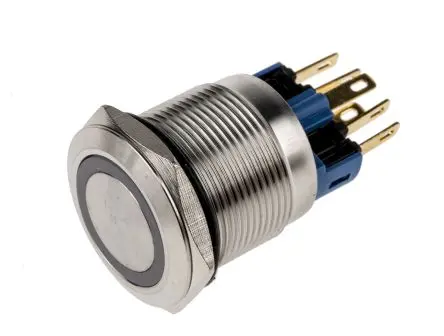 RS PRO Druckschalter Gelb Beleuchtet Rastend Panel Ø 22 mm, 1-poliger Umschalter / 5A 250 V ac, IP65, IP67