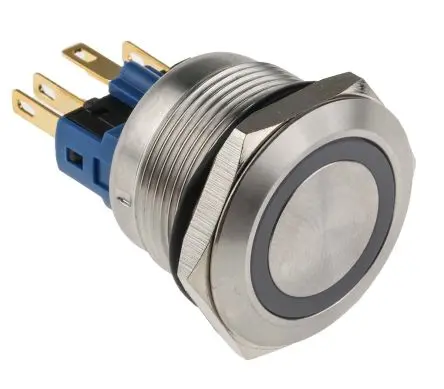 RS PRO Druckschalter Blau Beleuchtet Tastend Panel Ø 22 mm, 1-poliger Umschalter / 5A 250 V ac, IP65, IP67