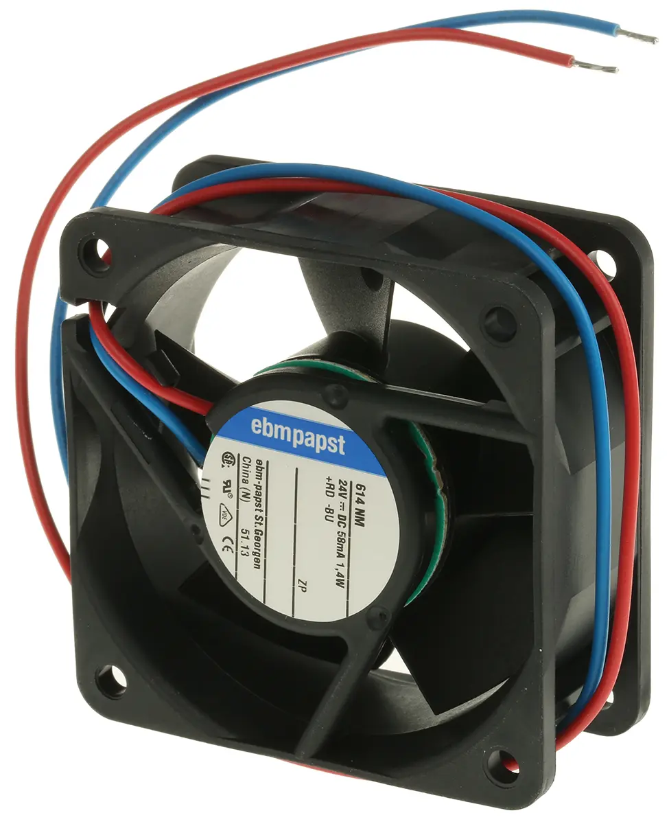 Produktfoto 1 von ebm-papst 600 N Axiallüfter, Kugel, 24V dc / 1.3 W, 4100 U/min, 35 m³/h 60 mm 25mm 25 mm