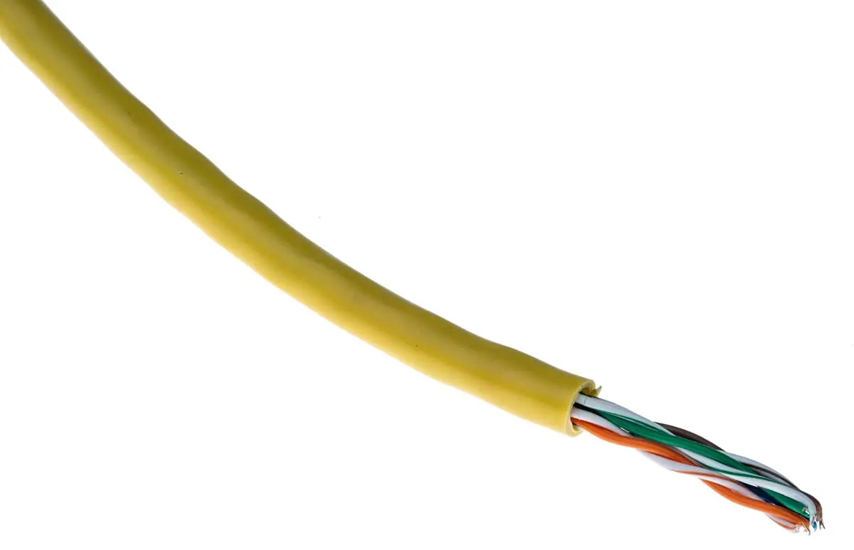 Produktfoto 1 von RS PRO Cat.5 Ethernet-Kabel, 50 m, Gelb, A Litze, B Litze Ungeschirmt, Polyvinylchlorid