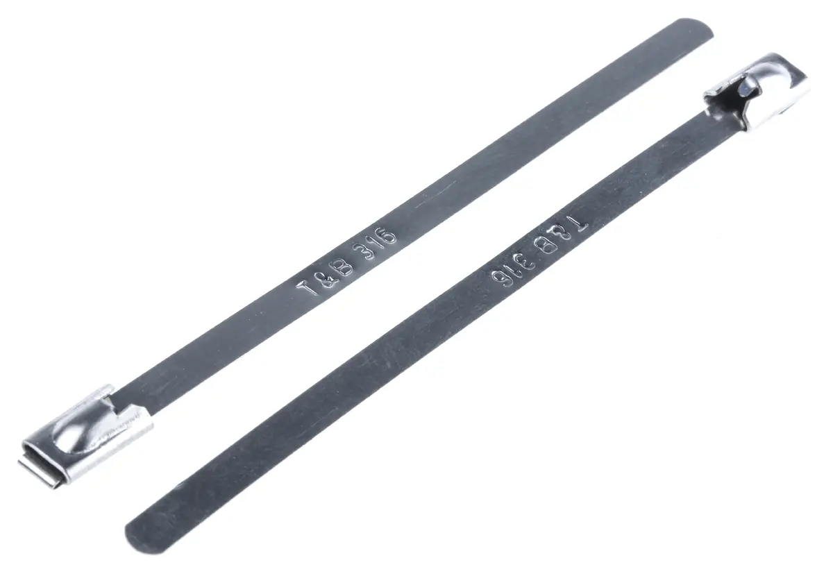Produktfoto 1 von Thomas & Betts Ty-Met Edelstahl 316 Kabelbinder Kugelverschluss Metallisch 4.6 mm x 100 mm