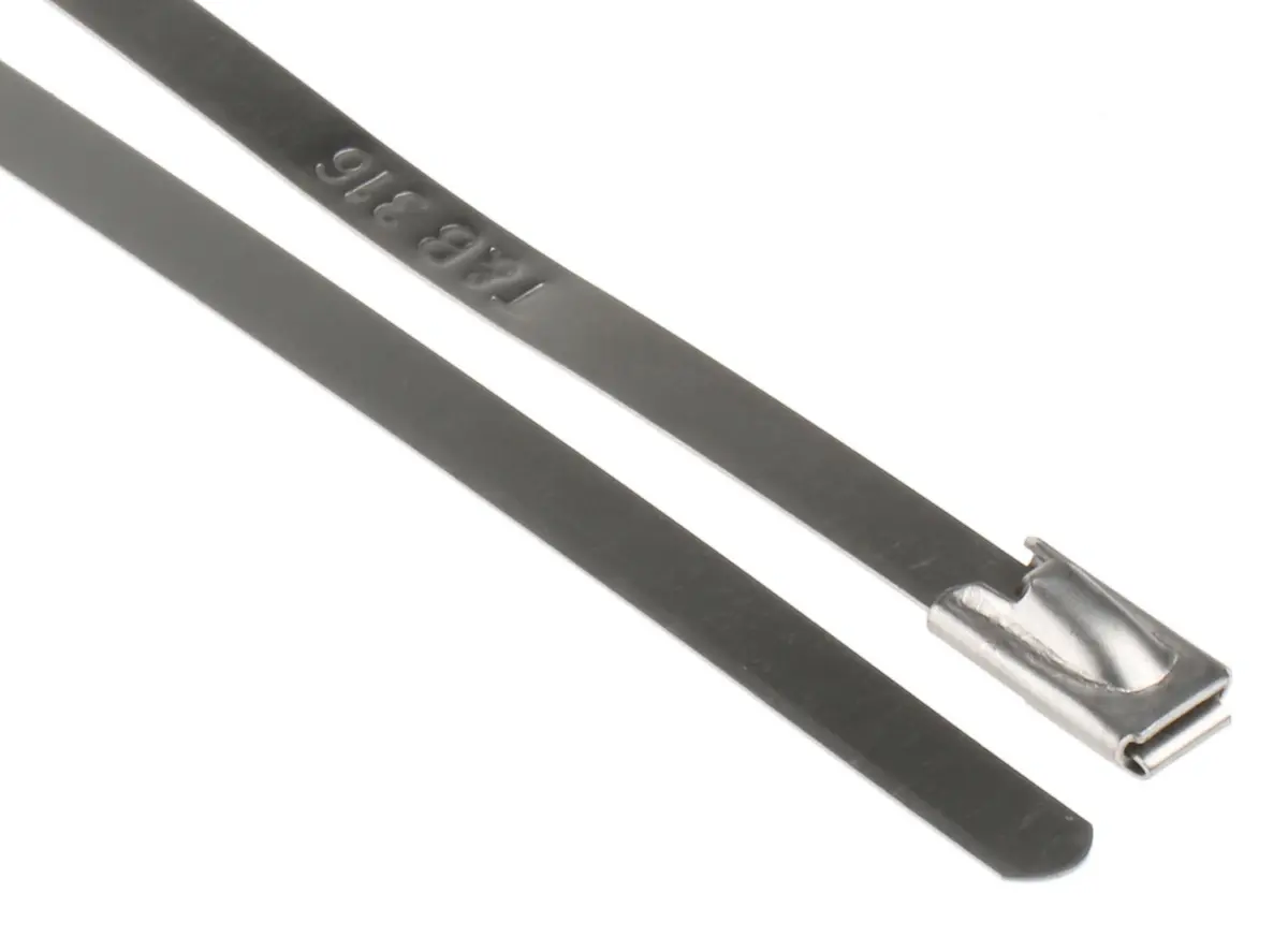 Produktfoto 1 von Thomas & Betts Ty-Met Edelstahl 316 Kabelbinder Kugelverschluss Metallisch 4.6 mm x 300 mm