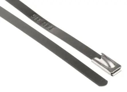 Produktfoto 1 von Thomas & Betts Ty-Met Edelstahl 316 Kabelbinder Kugelverschluss Metallisch 4.6mm x 300 mm