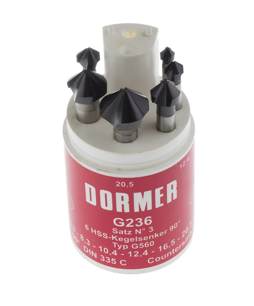 Produktfoto 1 von Dormer HSS Senkerbohrer-Set, 3 Schneiden, 90 ° 6