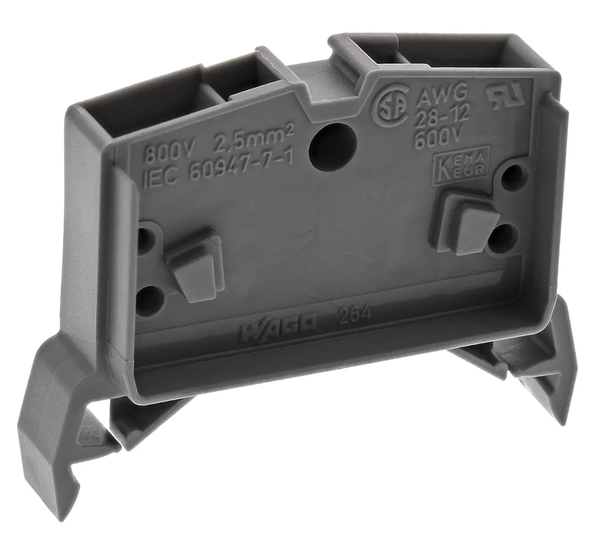 Produktfoto 1 von WAGO 264 Anschlussklemmenblock für Durchkontaktierung 1 Grau, 2.5 mm², 800 V Zugfederklemme