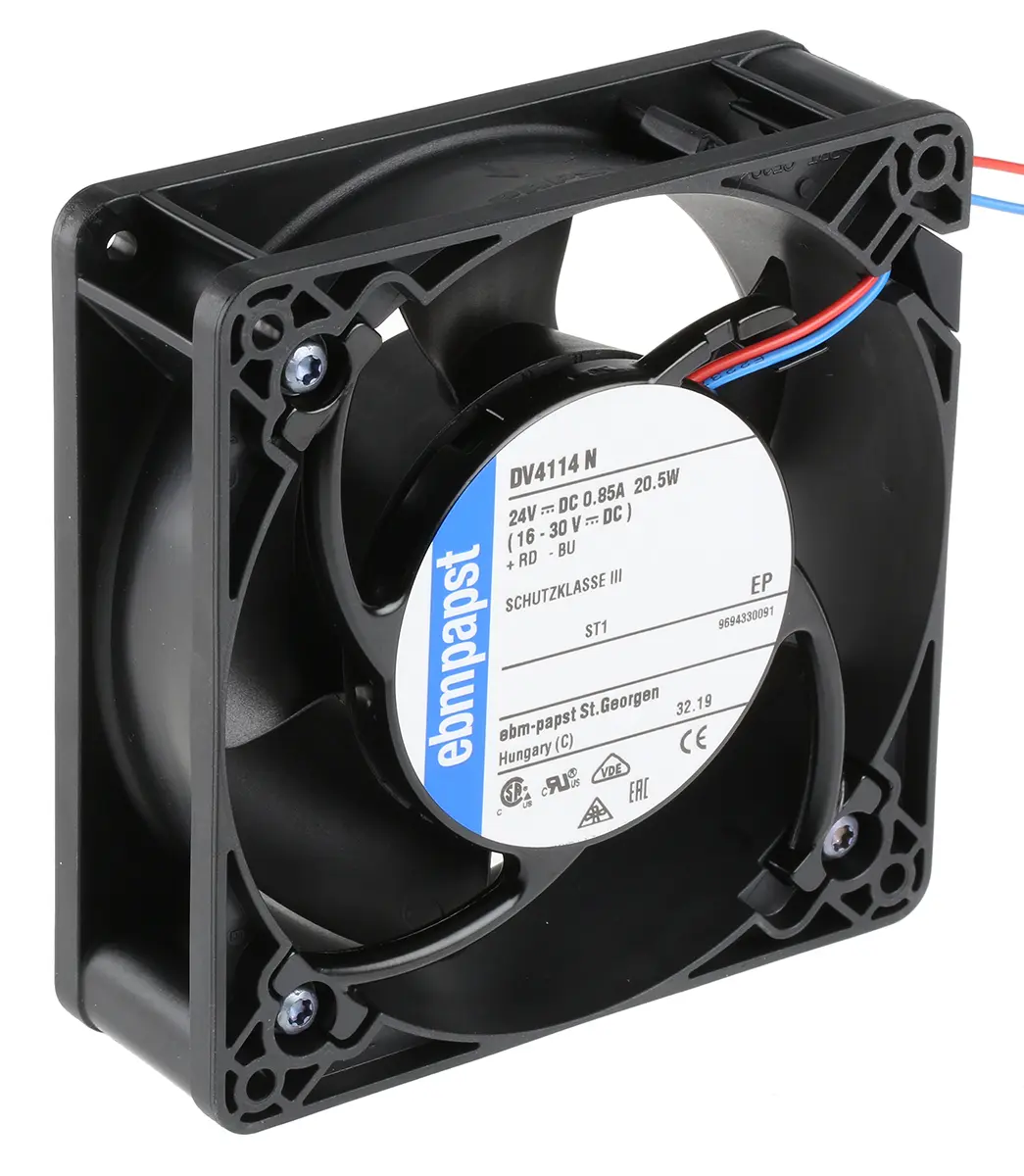 Produktfoto 1 von ebm-papst DV 4100 DC-Axiallüfter, Kugellager, 24 V dc / 20.5W, 119 x 119 x 38mm, 6000U/min, 280m³/h