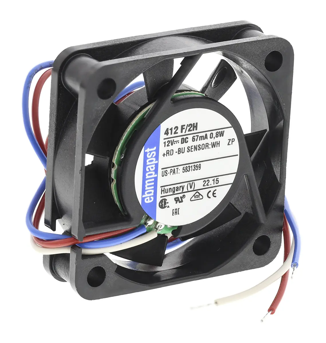 Produktfoto 1 von ebm-papst 400 F DC-Axiallüfter, Gleitlager, 12 V dc / 800mW, 40 x 40 x 10mm, 6000U/min, 9m³/h
