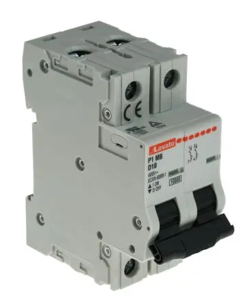 Produktfoto 1 von Lovato P1MB Miniaturüberlastschalter Typ D, Pol 2-polig 10A 400V ac, Abschaltvermögen 10 kA Modulo 80 V dc