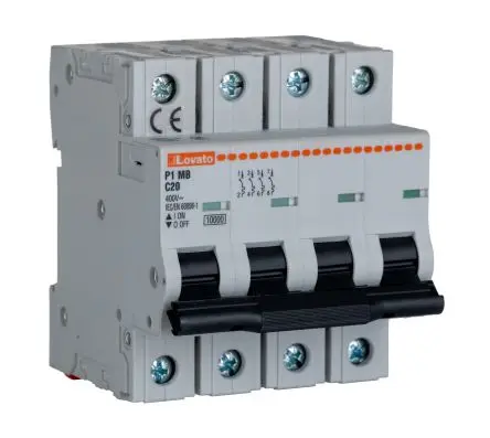Produktfoto 1 von Lovato Modulo Miniaturüberlastschalter Typ C, Pol 4-polig 20A 400V ac, Abschaltvermögen 10 kA Modulo