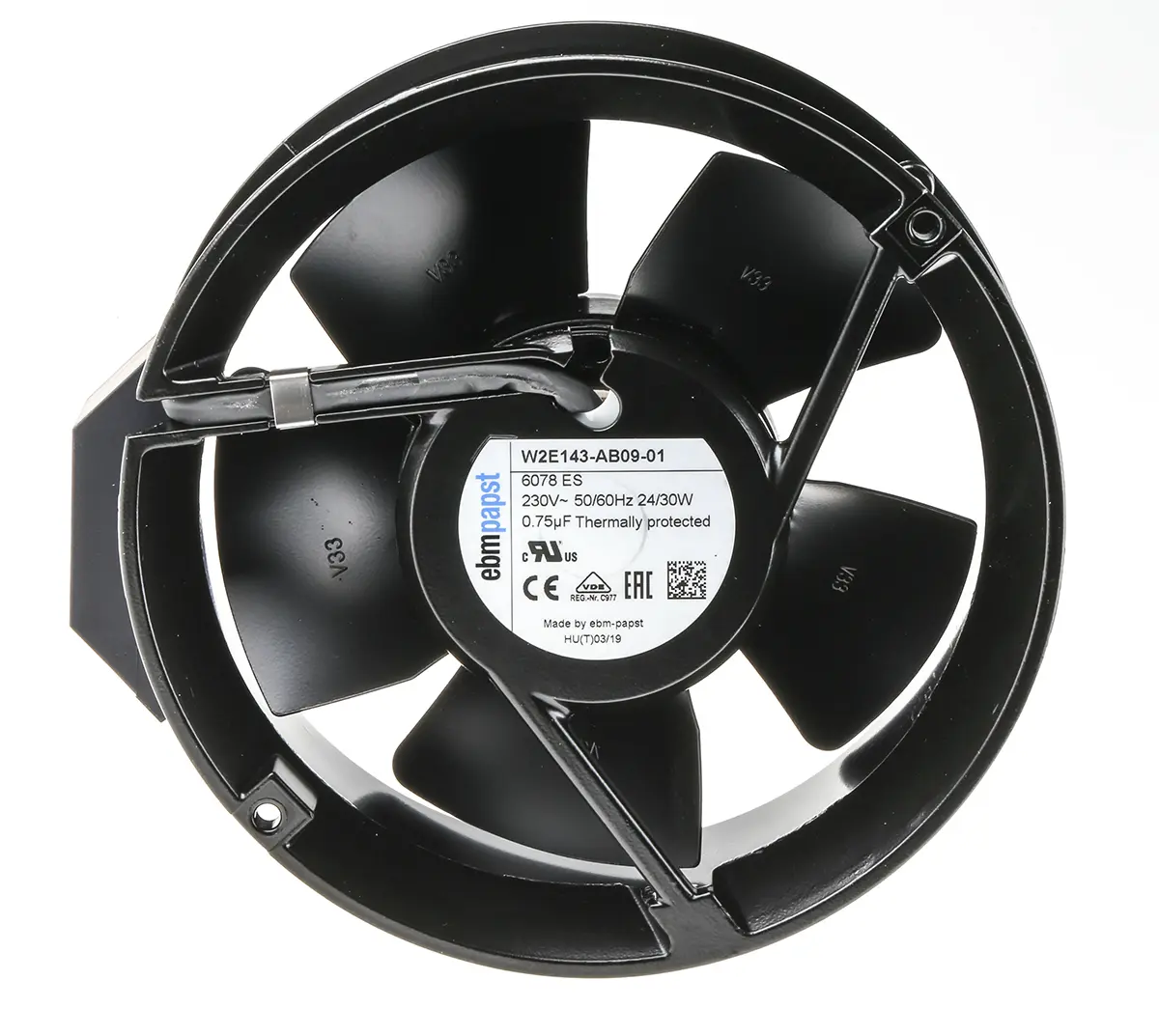 Produktfoto 1 von ebm-papst W2E143 Axiallüfter, Kugel, 230V ac / 29 W 0.12 A, 3300 U/min, 500 m³/h IP22 150 mm 172mm 51 mm