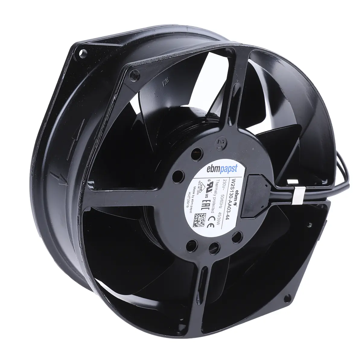 Produktfoto 1 von ebm-papst W2S130 AC-Axiallüfter, Kugellager, 230 V ac / 45W, 172 x 55mm, 3250U/min, 380m³/h