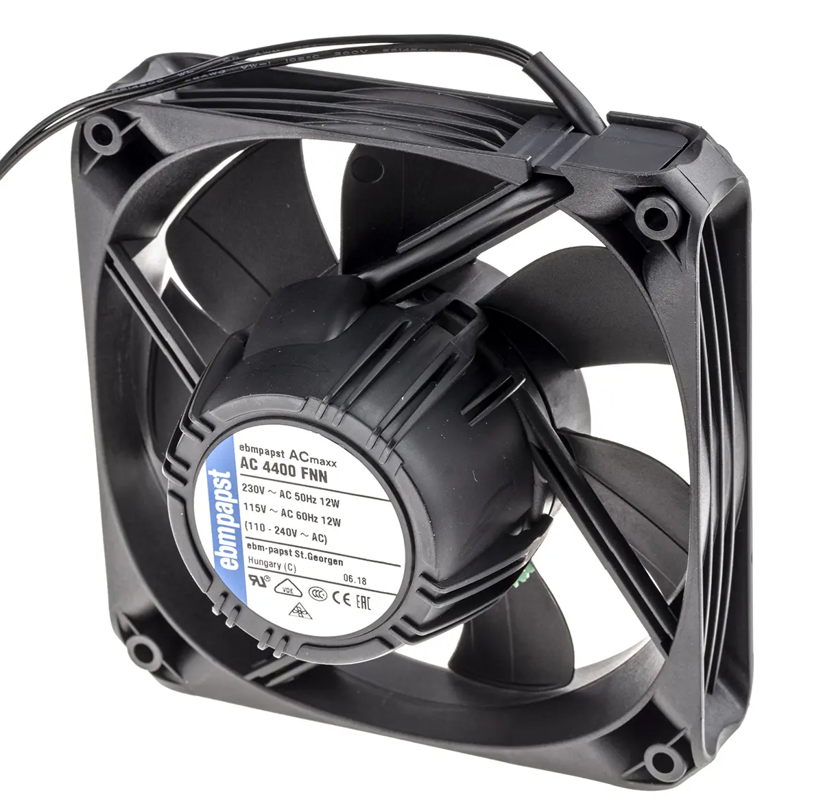 Produktfoto 1 von ebm-papst AC 4400 FN Axiallüfter, Kugel, 265V ac, 85 V ac / 12 W, 4850 U/min, 205 m³/h 119 mm 119mm 25.4 mm