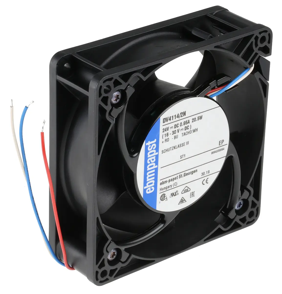 Produktfoto 1 von ebm-papst DV 4100 Axiallüfter, Kugel, 24V dc / 20.5 W, 6000 U/min, 280 m³/h IP20 119 mm 38mm 38 mm