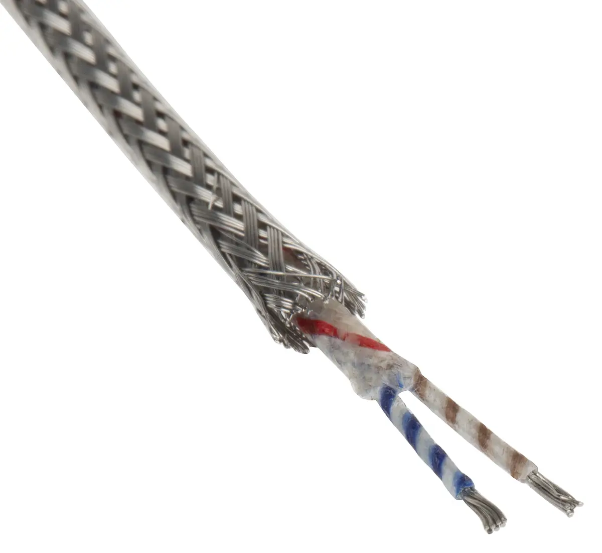 Produktfoto 1 von RS PRO Ungeschirmt 7/0,2mm Glasfaser-isoliert Thermoelement Kabel/Draht für Thermoelement Typ K, L. 25m, max. +350°C