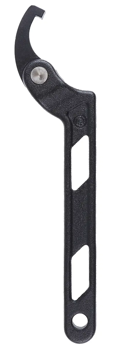 Produktfoto 1 von RS PRO Hakenschlüssel, 19 mm - 51 mm, Brüniert, Länge 125 mm Chrom Vanadium Stahl