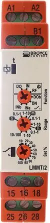 Produktfoto 1 von Broyce Control LMMT Zeitrelais, DIN-Hutschiene 230 V dc 230V ac, 24 V ac, 0.1 s to 100 h, 2 Kont. Multifunktion,