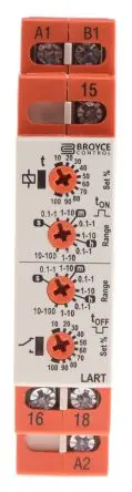 Produktfoto 1 von Broyce Control LART Zeitrelais, DIN-Hutschiene 230 V dc 230V ac, 24 V ac, 0.1 s to 100 h, 1 Kont. 2, 1-poliger