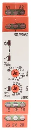 Produktfoto 1 von Broyce Control LEDK Zeitrelais, DIN-Hutschiene 230 V dc 12V ac, 230 V ac, 0.1 s to 100 h, 2 Kont. 1, 2x 1-poliger