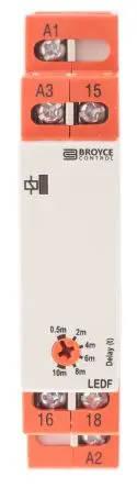 Produktfoto 1 von Broyce Control LEDF Zeitrelais, DIN-Hutschiene 24 V dc 110V ac, 24 V ac, 0.5 to 10 min, 1 Kont. 1, 1-poliger Umschalter