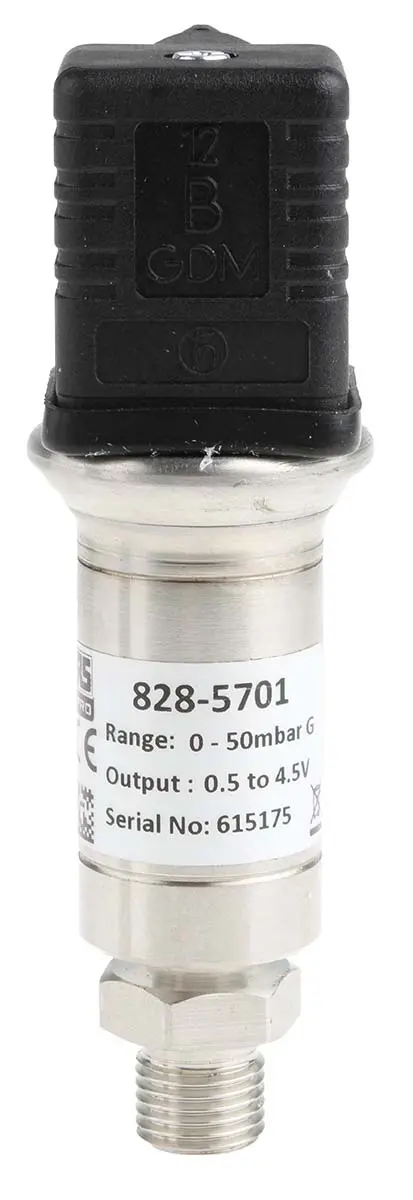 Produktfoto 1 von RS PRO G1/4 Relativ Drucksensor 0bar bis 50mbar, Spannung 0,5 → 4,5 V, für Öl, Wasser