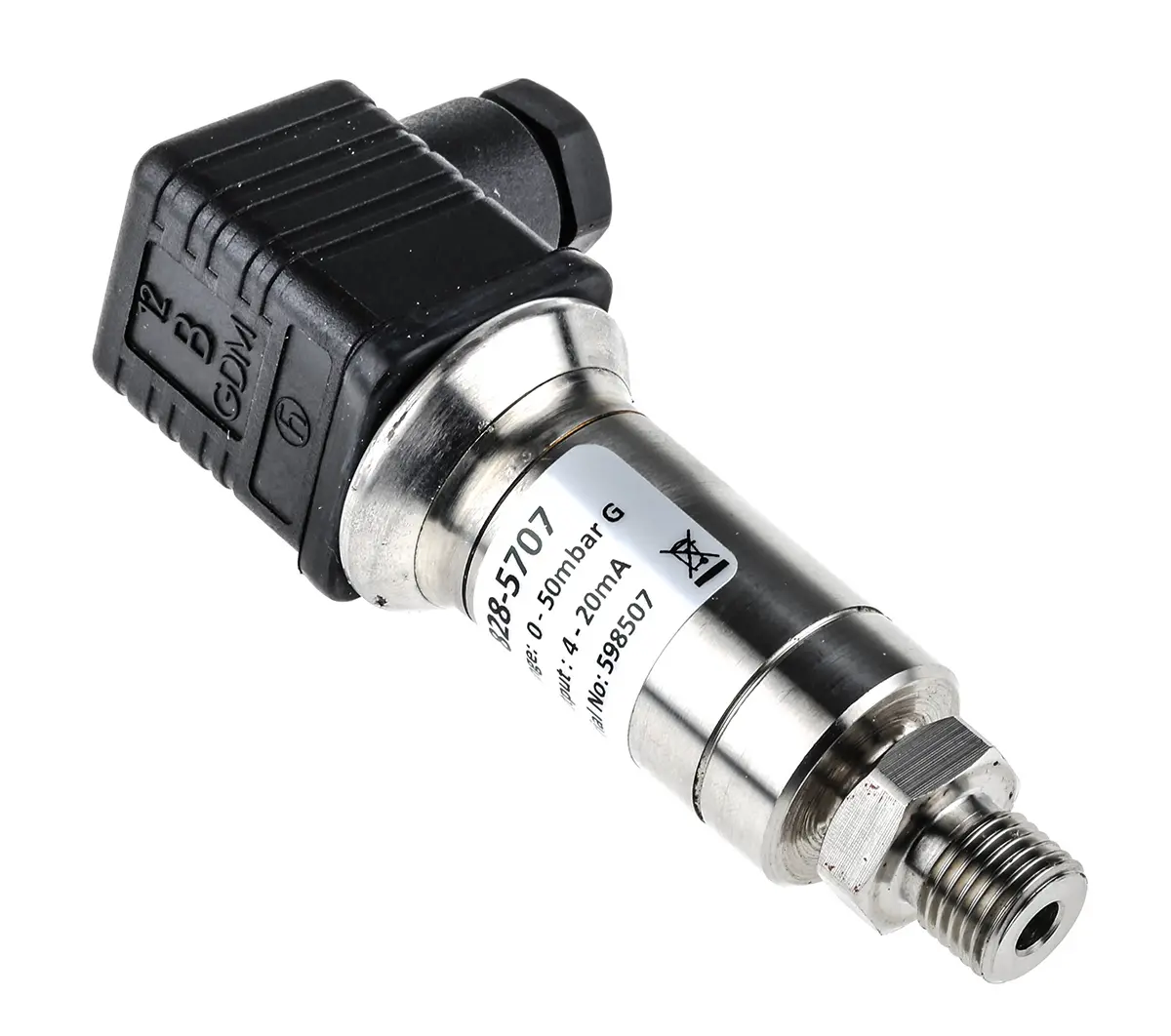 Produktfoto 1 von RS PRO G1/4 Relativ Drucksensor 0bar bis 50mbar, Stromausgang 4 → 20 mA, für Öl, Wasser