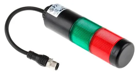 Produktfoto 1 von Werma Kompakt 37 LED Signalturm Summer 2-stufig Linse Grün, Rot 24V ac/dc Dauer Rohr, Basis 140.5 mm Multifunktion