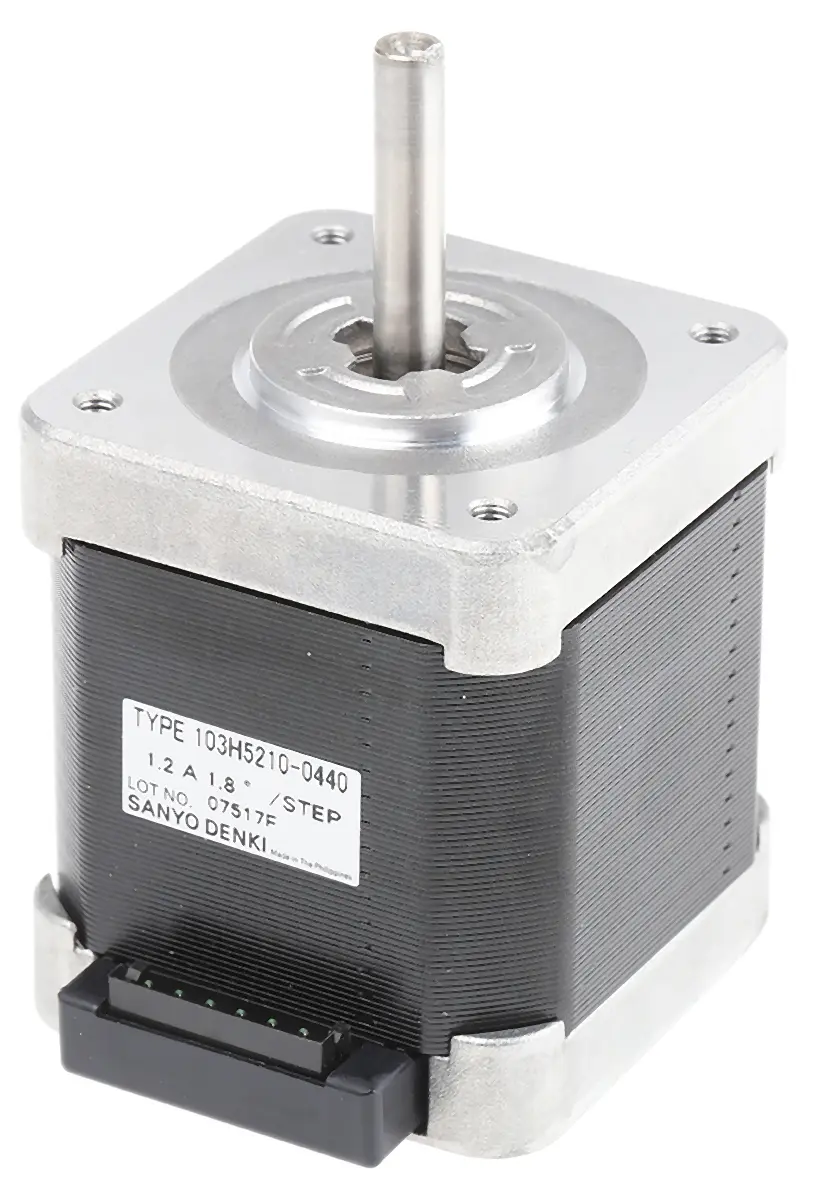 Produktfoto 1 von Sanyo Denki SANMOTION  Hybrid 1.8° Schrittmotor 24V / 1,2 A 0.37Nm 6-adrig, 42 x 42mm Wellen-Ø 5mm
